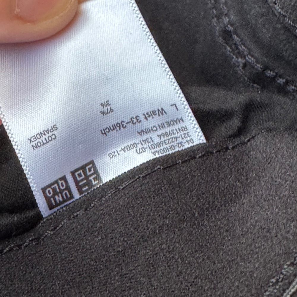 Uniqlo EZY Skinny Fit Color Jeans Mens Large Black Stretch Pants Size 32 - Picture 6 of 9